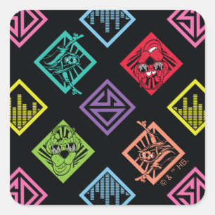 Adesivo Quadrado Padrão DJ Scooby-Doo