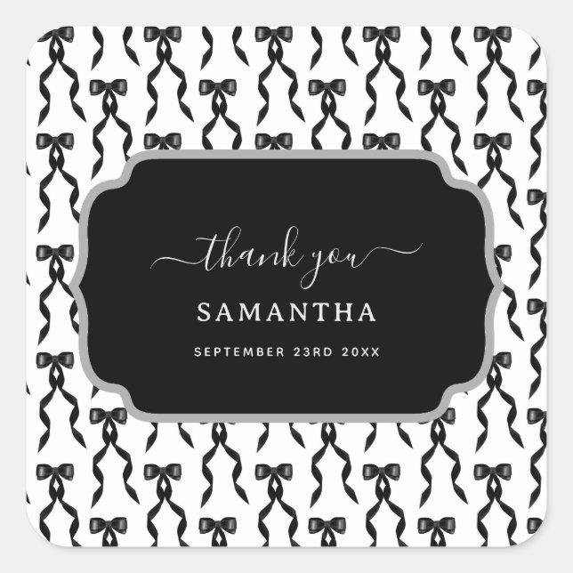 Adesivo Quadrado Padrão do Arco Preto da Aquarela do rico (Frente)