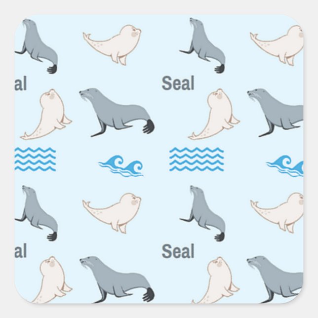 Adesivo Quadrado Padrão do selo em azul (Frente)