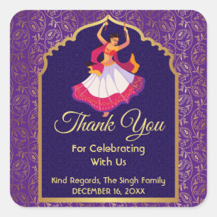 Adesivo Quadrado Padrão dourado asiático roxo árabe fronteira Mehnd