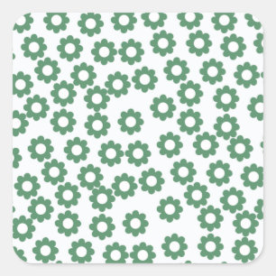 Adesivo Quadrado Padrão Flor Verde Y2K
