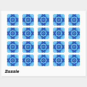 Adesivo Quadrado Padrão Floral Azul