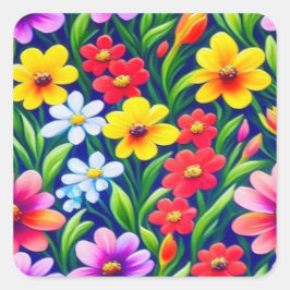 Adesivo Quadrado Padrão floral colorido