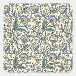 Adesivo Quadrado Padrão floral contínuo em azul, amarelo e branco
