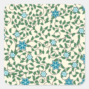Adesivo Quadrado Padrão floral contínuo em fundo bege