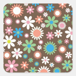 Adesivo Quadrado Padrão Floral de Daisy Cute