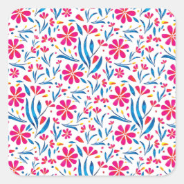 Adesivo Quadrado Padrão Floral de Uplifting por Aquarela