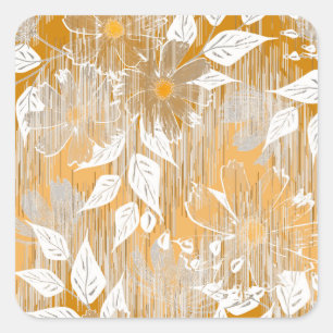 Adesivo Quadrado Padrão floral elegante.