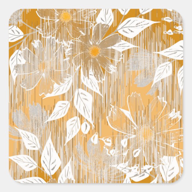 Adesivo Quadrado Padrão floral elegante. (Frente)