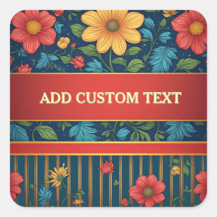 Adesivo Quadrado Padrão Floral Elegante