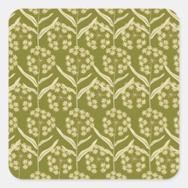Adesivo Quadrado Padrão Floral Moderno: Flores Umbela Brancas
