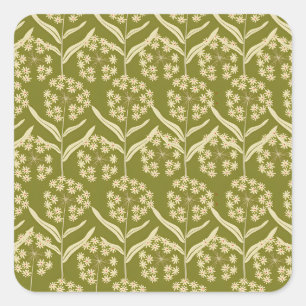 Adesivo Quadrado Padrão Floral Moderno: Flores Umbela Brancas