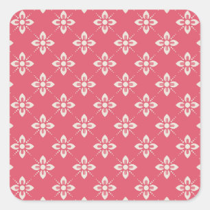 Adesivo Quadrado Padrão Floral Rosa Vibrante com Flores Geométricas