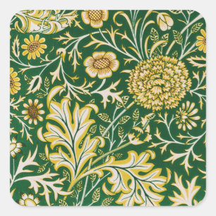 Adesivo Quadrado Padrão Floral Verde William Morris Cherwell