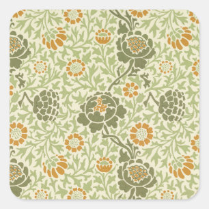 Adesivo Quadrado Padrão Floral Verde William Morris Grafton