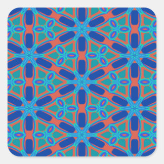 Adesivo Quadrado Padrão Floral Vermelho, Azul e Verde