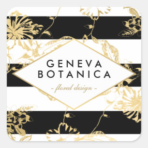 Adesivo Quadrado Padrão Floral Vintage Dourado em Designer Listrado