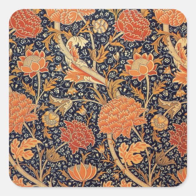 Adesivo Quadrado Padrão Floral Vintage William Morris Cray (Frente)