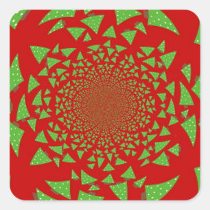 Adesivo Quadrado Padrão Fractal Vermelho e Verde