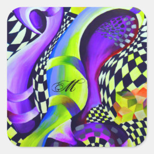 Adesivo Quadrado Padrão Geométrico de 80`s