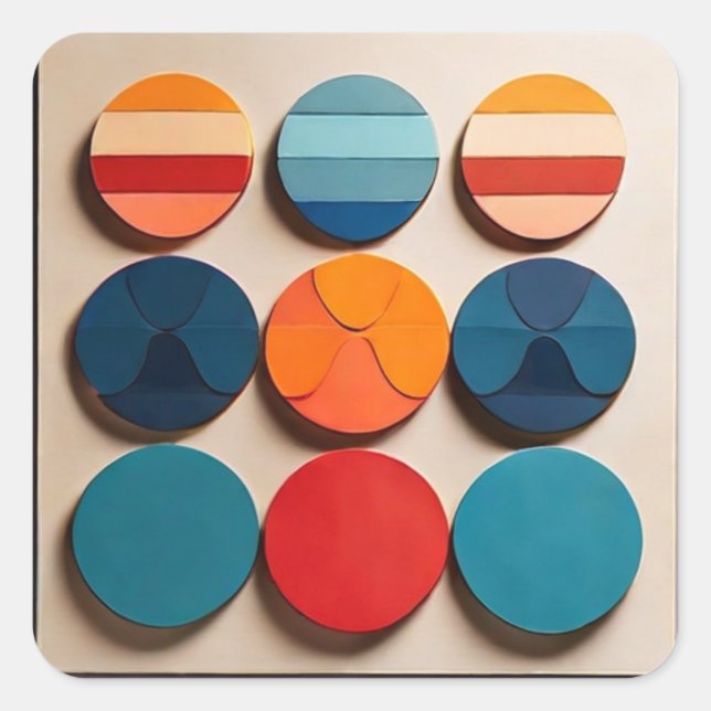 Adesivo Quadrado Padrão Geométrico do Meio século Moderno (Frente)