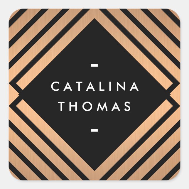 Adesivo Quadrado Padrão Geométrico Negrito e Cobre (Frente)