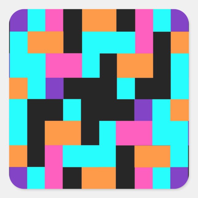 Adesivo Quadrado Padrão Geométrico Quadrado Brilhante Colorido (Frente)