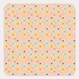 Adesivo Quadrado Padrão geométrico retrô com azul, laranja, preto