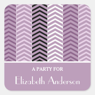 Adesivo Quadrado Padrão Girly Purple Chevron Stripes Com Nome