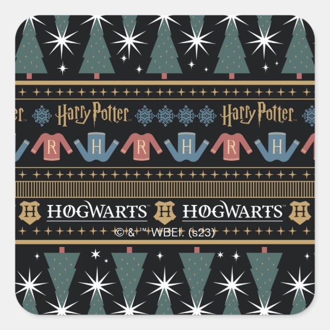 Adesivo Quadrado Padrão HARRY POTTER™ Holiday Sweater (Frente)