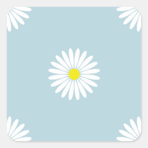 Adesivo Quadrado Padrão Ilustrativo de Lg do Daisies no Azul Pálido