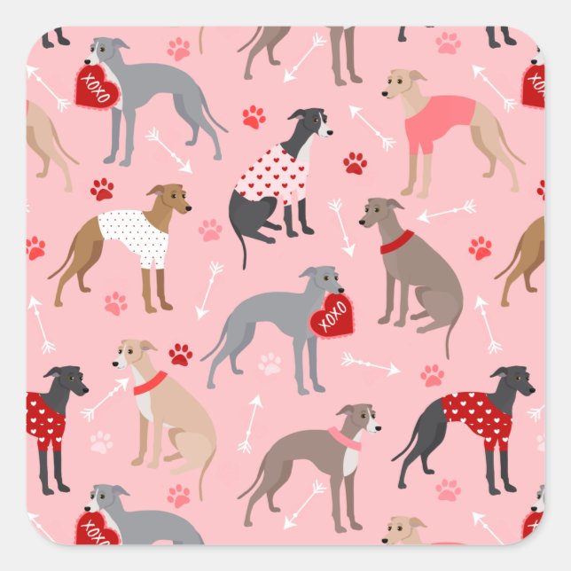 Adesivo Quadrado Padrão italiano do Namorados Greyhound (Frente)
