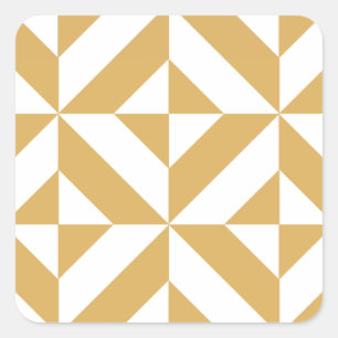 Adesivo Quadrado Padrão Legal e Dourado do Cubo de Deco Geométrico
