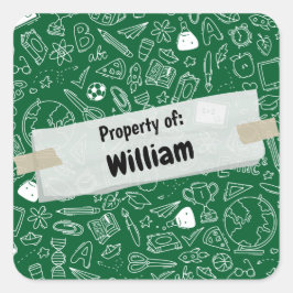 Adesivo Quadrado Padrão Mínimo de Material Escolar Personalizado S