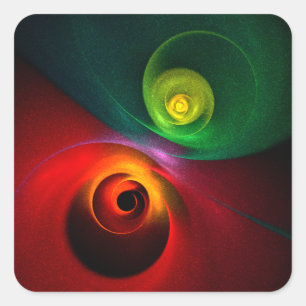 Adesivo Quadrado Padrão Moderno de Abstrato de Arte Yin Yang Verde 