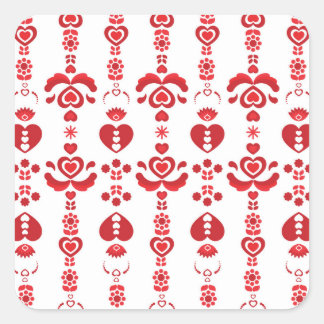 Adesivo Quadrado Padrão moderno de rosemaling de Natal escandinavo