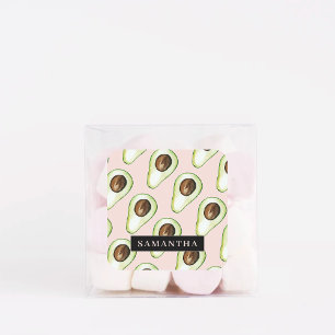 Adesivo Quadrado Padrão Moderno Rosa E Verde Avocado Com Nome