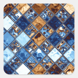 Adesivo Quadrado Padrão Mosaico Azul Cowboy Bandana - Arte Original