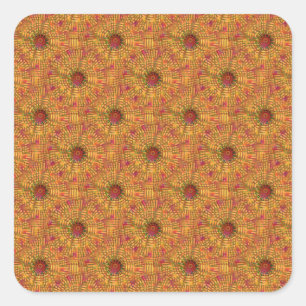 Adesivo Quadrado Padrão Mosaico Circular Laranja ouro