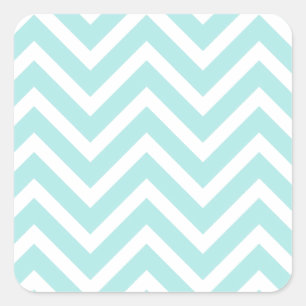 Adesivo Quadrado Padrão na moda Teal Blue Chevron