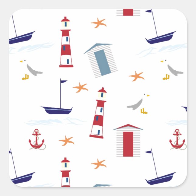 Adesivo Quadrado Padrão náutico simples (Frente)