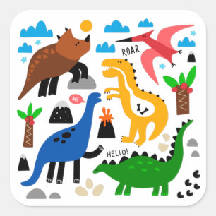 Adesivo Quadrado Padrão perfeito dos dinossauros