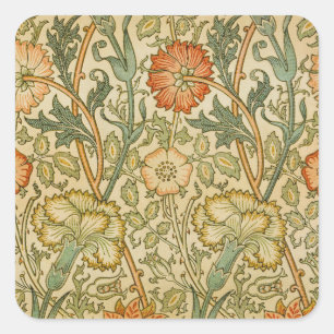 Adesivo Quadrado Padrão Rosa e Rosa Vintage de William Morris