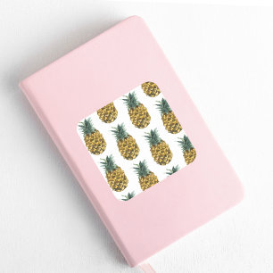 Adesivo Quadrado Padrão Sem Costura De Abacaxi De Aquarelas Tropica