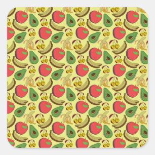 Adesivo Quadrado Padrão sem costura de fruta tropical colorida