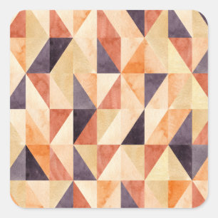 Adesivo Quadrado Padrão Terreno da Aquarela Mosaica Triangular