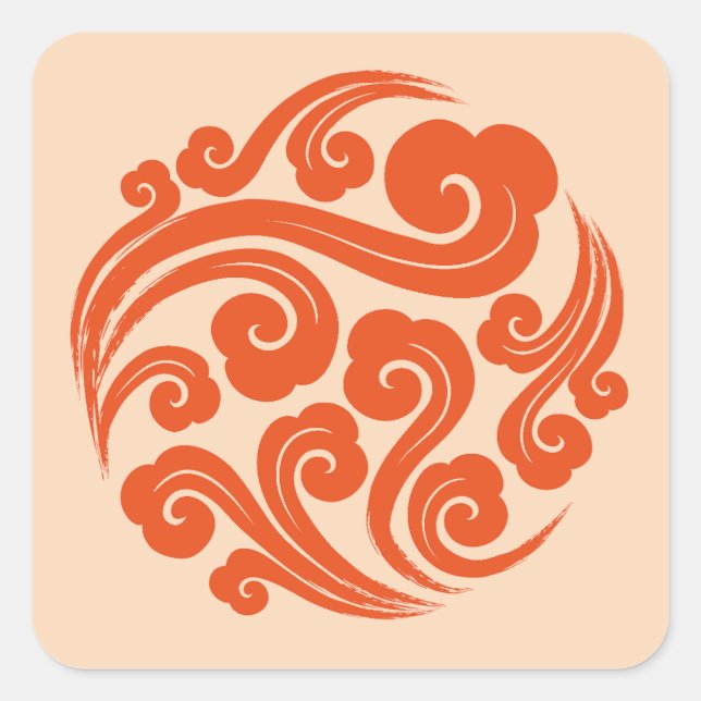 Adesivo Quadrado padrão tradicional de nuvem auspiciosa chinesa (Frente)