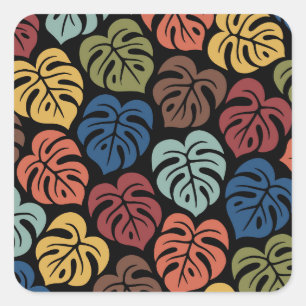 Adesivo Quadrado Padrão Tropical de Monstera