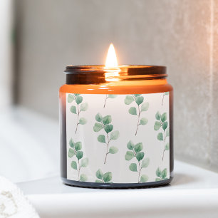 Adesivo Quadrado Padrão Verde Eucalyptus Moderno em Watercolor