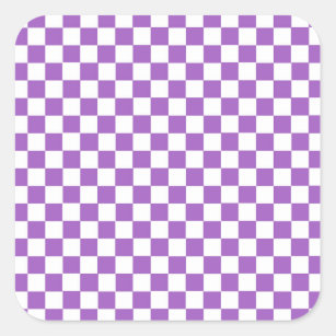 Adesivo Quadrado Padrão Verificado com Púrpura e Branco Clássico